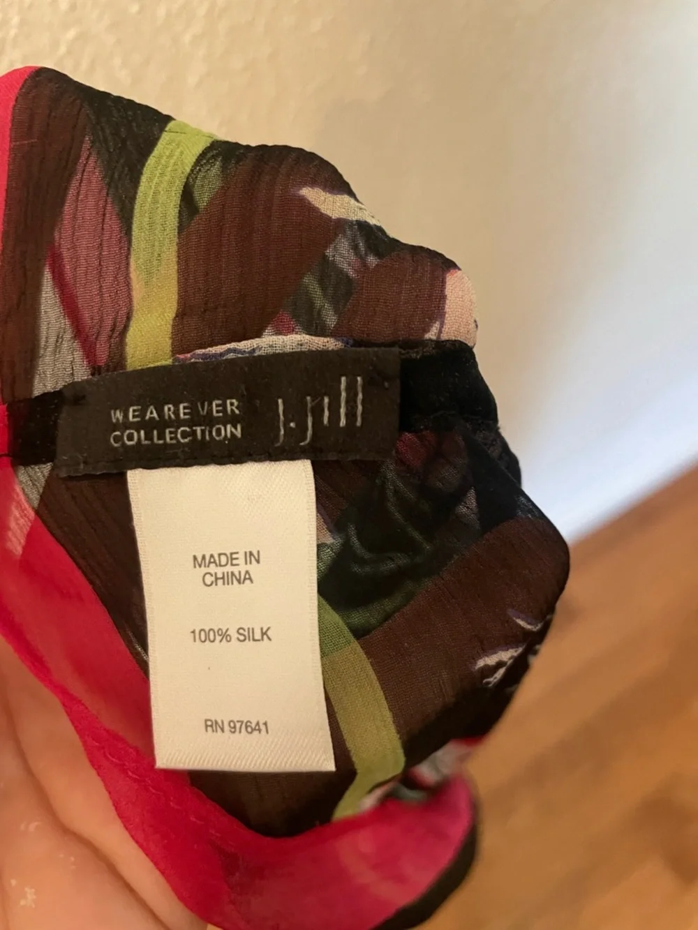 J. Jill Black Floral Lightweight Scarf with Pink and Green Accents